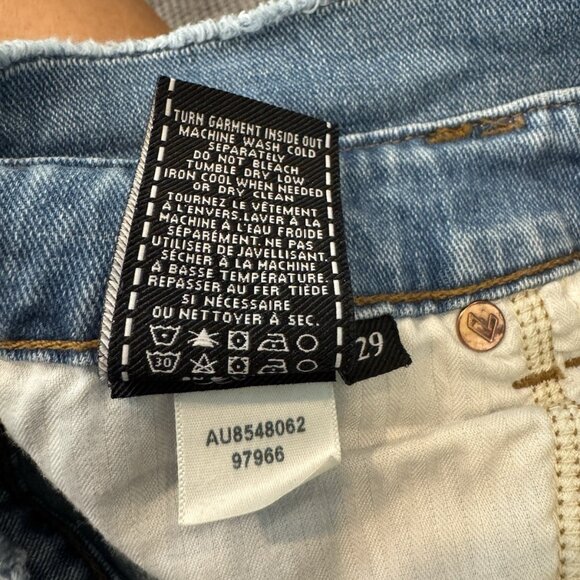 7 For All Mankind Jen Blue Jeans Women’s Size 29 Straight Leg Tie Belt - Picture 8 of 8